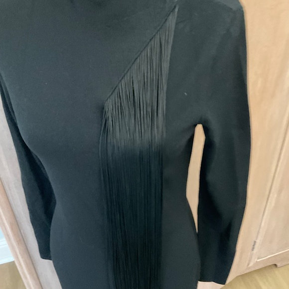 New Stella McCartney asymmetric fringed knitted dress $1279 minimalist black M - Picture 15 of 15